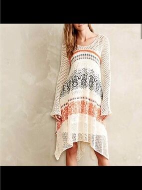 Anthropologie Sleeping On Snow Crochet Dress size Small (MISSING SLIP DRESS)